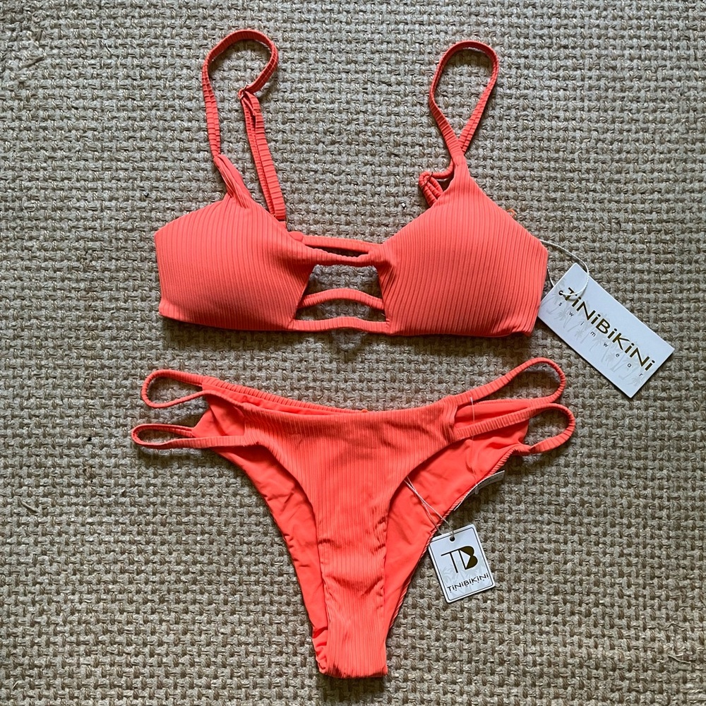 Orange Cutout Bikini Set